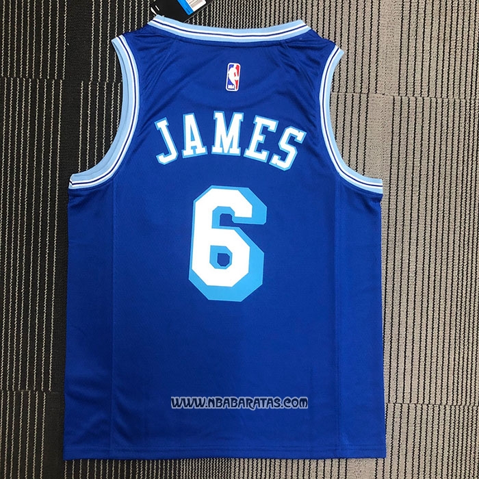 Camiseta Los Angeles Lakers LeBron James #6 Hardwood Classic 2021-2022 Azul